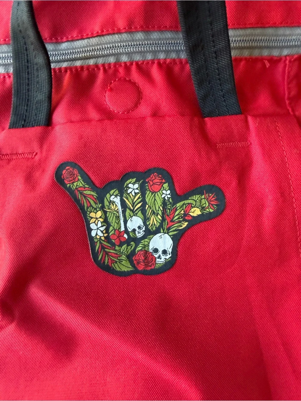 Red Men's Backpack with Shaka Patch( custom put on)